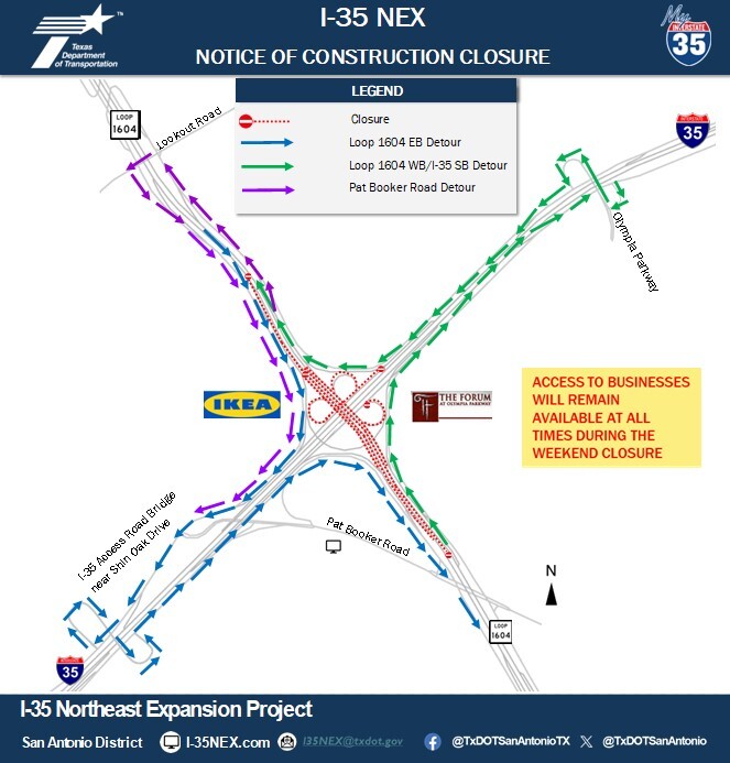TxDOT plans weekend closure at I35 Loop 1604 interchange